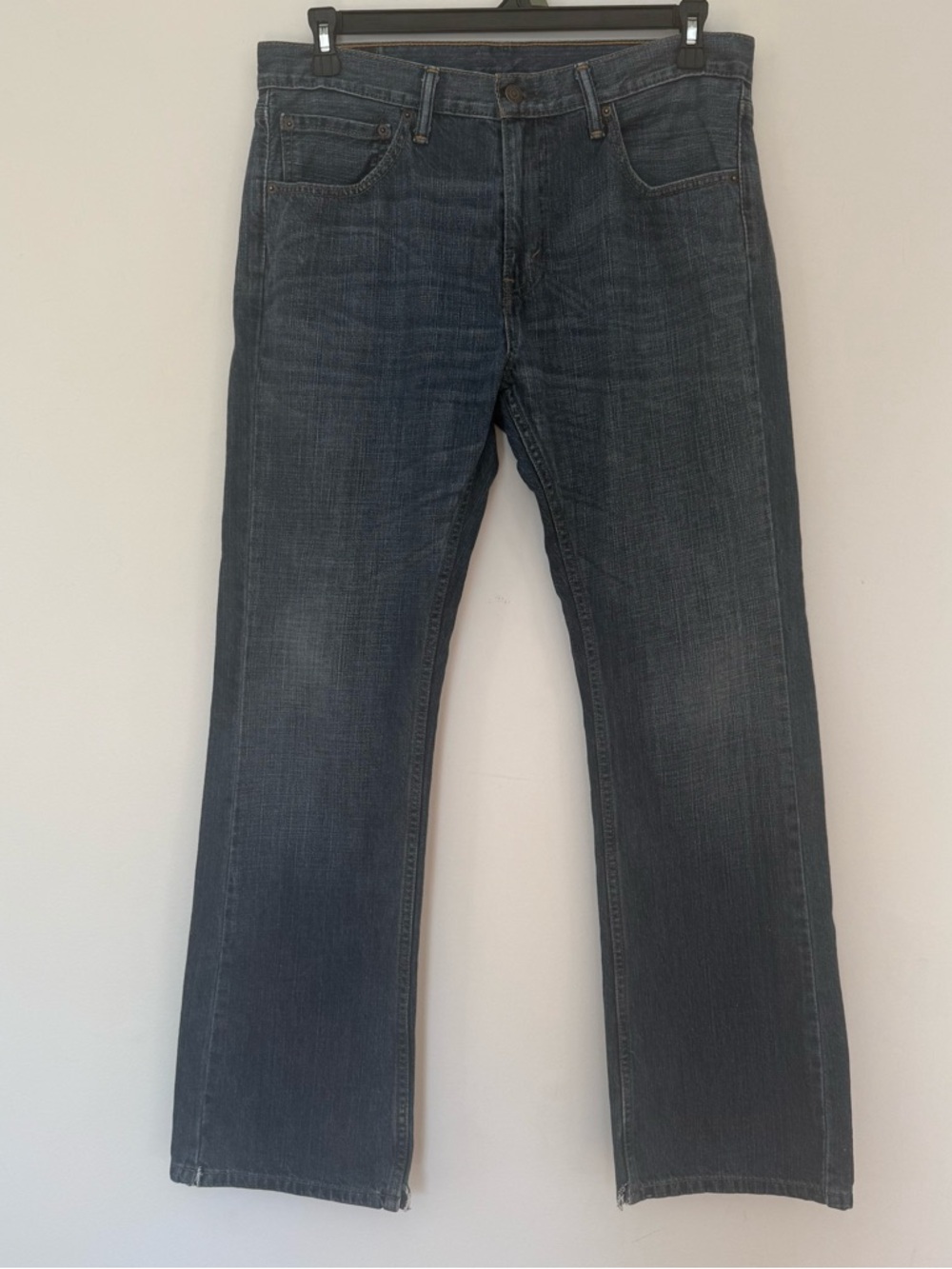 Levis 527 Jeans Mens 34x32 Bootcut Blue Distressed Hem Y2K Faded Denim Pants